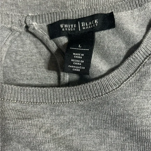 White House Black Market Heather Gray Knit Top - Picture 2 of 4